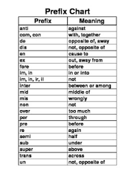 Prefix Chart Notes And Study Guide