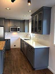 Kitchen Remodel Custom Grey Cabinets Butcher Block Island Lvt Luxury Vinyl Tile Wood Plank Flooring Kitchen Design Kitchen Cabinet Design Kitchen Decor