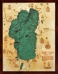 salish sea bathymetric wood chart lake art lake tahoe