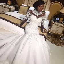 Hochzeitskleid meerjungfrau tüll & langarm. Luxus Kristalle Afrikanische Meerjungfrau Hochzeit Kleider 2020 Zipper Zuruck Langarm Heben Perlen Braut Kleid Vestido De Noiva Brautkleider Aliexpress