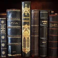 Antique Black Leather Bound Books Including A Very Detailed Book Printed In Iceland In 1856 Www Bookdecor Com Book Decor Dark Books Gold Book