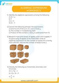algebraic expressions formulas simplifying evaluating