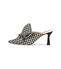 Black And White Bow Png Lotte Bow Detailed Gingham Wool Mules In Black White In 2020 Mules Heels Houndstooth