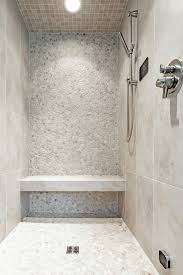 Custom Tile Shower With Pebble Feature Wall Custom Tile Shower Bathroom Shower Bathroom Decor