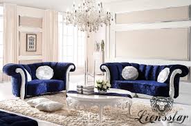 Tretet der gang bei mit meinem merchandise: Blaues Luxussofa Sofa Set Massivholz Lionsstar Gmbh