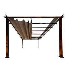 Paragon Outdoor Paragon 11 Ft X 16 Ft Aluminum Pergola With The Look Of Chilean Wood With Cocoa Canopy Browns In 2020 Aluminum Pergola Pergola Designs Pergola Kits