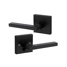 How do you unlock a bedroom door? Buy Kwikset 91550 029 Halifax Door Handle Lever With Modern Contemporary Slim Square Design For Home Bedroom Or Bathroom Privacy In Iron Black Online In Indonesia B01exqwft0