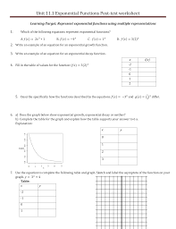 Exponents worksheets for classroom, homeschool or home practice. Unit 11 1 Post Test Worksheet Exponential Functions
