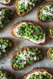 Delicious Pea And Goat Cheese Crostini With Herbs Download This High Resolution Stock Photo By Pixel Storie Starters Recipes Goat Cheese Crostini Easy Starters