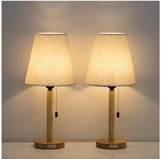 Table Lamp Set Of 2 With Wooden Base In 2020 Table Lamp Small Bedside Table Lamps Wooden Lamp
