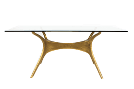 Okto A Glass Top Walnut Base Rectangle Dining Table Organic Modernism Rectangle Dining Table Dining Table Brass Dining Table