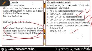 Operasi Aljabar Pada Matriks Penjumlahan Pengurangan Perkalian Dan Pangkat Dibahas Tuntas Youtube