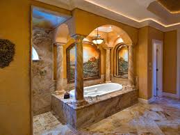 In fact, the mediterranean style uses plenty of earth tones including beige, browns, dark reds and mustard yellows. Luxurious Bathing Area In Tuscan Style Bathroom Tuscan Bathroom Mediterranean Bathroom Design Ideas Mediterranean Bathroom