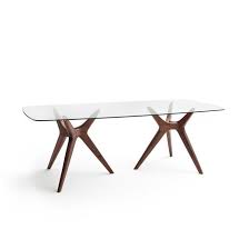 Table Rectangulaire Verre Noyer Maricielo Table Salle A Manger Table A Manger En Verre Pietement Table