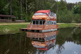 The water differential is nearly 10m, while sluicing takes about an hour. Belarus Grodno The Ship Is On The Augustow Canal In Belarus May 24 2017 Stock Photo Picture And Royalty Free Image Image 87197663