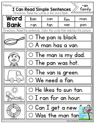 You will find 2 sentences with pictures on each sheet. I Can Read Simple Sentences With Cvc Word Families Read The Sentences And Choose The Sentence That Matches Th Cvc Word Families Phonics Reading School Reading