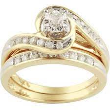 Walmart 1 3 Carat Diamond Yellow Gold Bypass Bridal Ring Set Wedding Rings Sets Gold Yellow Gold Wedding Ring Sets Bridal Ring Set