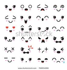 Stock Vector Kawaii Cute Faces Manga Style Eyes And Mouths Funny Cartoon Japanese Emoticon In In Diffe Anime Faces Expressions Kawaii Faces Japanese Cartoon