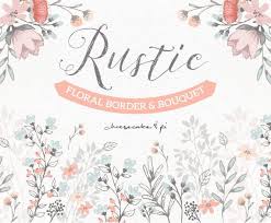 Floral Border Bouquet Rustic Hand Drawn Floral Clipart Etsy Floral Border Vector Flowers Invitation Clipart