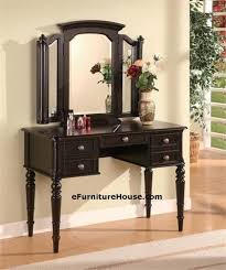 Olivia Espresso Trifold Mirror Vanity Set Bedroom Vanity Set Bedroom Makeup Vanity Black Vanity Table