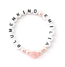 Filigranes armband für kinder mit buchstabe , inklusive kärtchen mit individuellem text. Blumenmadchen Armband Rosa Armband Hochzeit Blumenmadchen Armband Rosa
