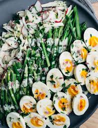 Fennel Asparagus Salad With Buttermilk Lime Dressing And Steamed Eggs Recipe Asparagus Salad Salad Best Lunch Recipes