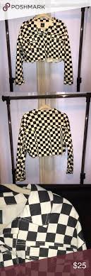 Black And White Checkered Denim Jacket Black And White Checkered Denim Jacket In 2020 Denim Jacket Cropped Denim Jacket Black And White
