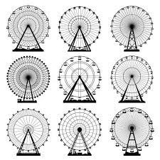 Vector Illustrations Set Ferris Wheel Carnival Funfair Background Vector Art Illustration Wheel Tattoo Art Ferris Wheel