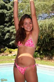 Cute teen Allie Haze takes off her bikini by the pool for her first nude  poses - Pichunter