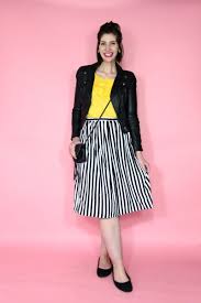 Black And Yellow Striped Skirt Back In A Striped Skirt Outfit The Outfit Repeater Fashion Striped Skirt Outfit Modcloth Style Gallery