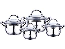 Baterías de cocina completas, de todo tipo, de acero inoxidable 18/10, de piedra, de cerámica. Bateria De Cocina De Acero Inoxidable 18 10 Redondeada Bergner