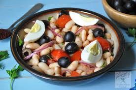 Fasulye Piyazi Turkish Bean Salad With Vegetables And Olives Recipe Delicious Healthy Salads Bean Salad Indian Kitchen