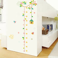 Us 2 37 31 Off Family Birds Tree Height Measure Wall Sticker For Kids Rooms Decor Cartoon Growth Chart Wall Decals Pvc Mural Art Diy Poster In Wall