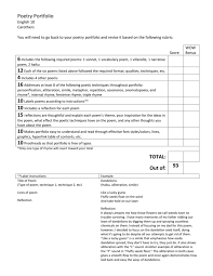 Check spelling or type a new query. Poetry Portfolio Rubric