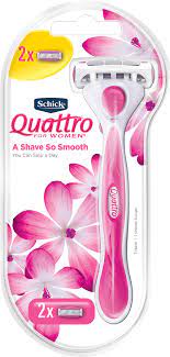 Shop schick quattro for women sensitive hypo allergenic. Download Quattro For Women Razor Schick Quattro For Women Kit 1 Razor 2 Cartridges Full Size Png Image Pngkit