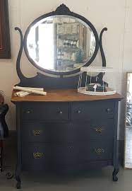 Antique Black Serpentine Dresser With Mirror Serpentine Dresser Dresser With Mirror Vintage Dresser Makeover