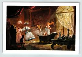 Postcard Disney Princess Beauty Beast Concept Art Mel Shaw Belle Bath