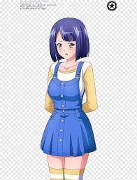 Black hair Hime cut Mangaka Outerwear Long hair, oni chichi, blue, black  Hair, fictional Character png | PNGWing