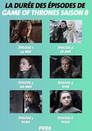 Martin s'annonce époustouflante et rythmée par nombre de batailles épiques, de trahisons, de retrouvailles (pas toujours heureuses) et probablement d'adieux déchirants. Filmsactu Game Of Thrones Saison 8 La Duree Des Episodes Facebook