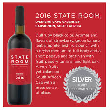 2016 State Room Western Cape Cabernet Sauvignon South Africa Silver Medal World Wine Championships An Exclusive W Red Wine Benefits Traveling Vineyard Wine