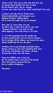 An Amazing Poem Emily Berry Wrote About Doctor Who 3 Doctor Who Poem Doctor Who Quotes Doctor Who