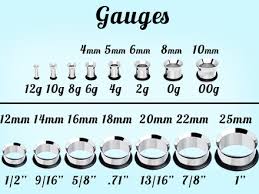 Earring Gauge Actual Size Chart Jewelry Flatheadlake3on3