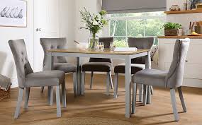 It has been through our workshops, cleaned / polished and is ready to be placed in your home. Milton Painted Grey And Oak Dining Table With 4 Bewley Grey Velvet Chairs Furniture And Choice