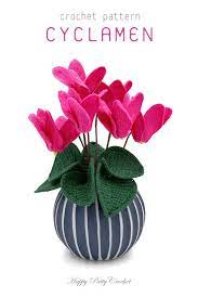 Crochet Cyclamen Pattern Crochet Flower Pattern For Cyclamen Etsy Crochet Flowers Crochet Flower Patterns Crochet Mandala Pattern