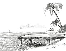 Beach Sketch Beach Sea And Wooden Jetty Drawing Spon Sea Sketch Beach Drawing Jetty Ad Beach Art Drawing Beach Sketches Beach Drawing