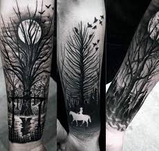Black And White Space Tattoo Half Sleeve Top 33 Negative Space Tattoo Ideas 2020 Inspiration Guide Nature Tattoo Sleeve Negative Space Tattoo Tattoo Designs Men