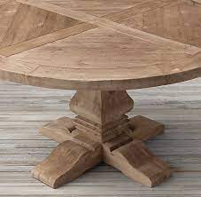 Rh S Salvaged Wood Trestle Round Dining Table Our Salvaged Wood Trestle Table From Timothy Oulton Is Handcra Round Dining Table Dining Table Wood Trestle Table