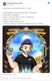 Logan paul turns himself into pokémon nft riding latest trend. Logan Paul Raises 3 5 Million In One Day From Nft Sales World Today News