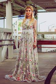 Flower Wedding Dress In Gray Color Wedding Dress With Etsy Wedding Dresses With Flowers Floral Dress Formal Long Gown For Wedding