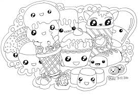 Here is a free coloring page with a collection of kawaii food and sweets all squished together in a cute way. Get This Food Kawaii Coloring Pages Free To Print